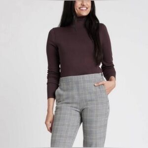 Kit and Ace The Base Long Sleeve Turtleneck Cowl Neck Shirt Brown Fitted